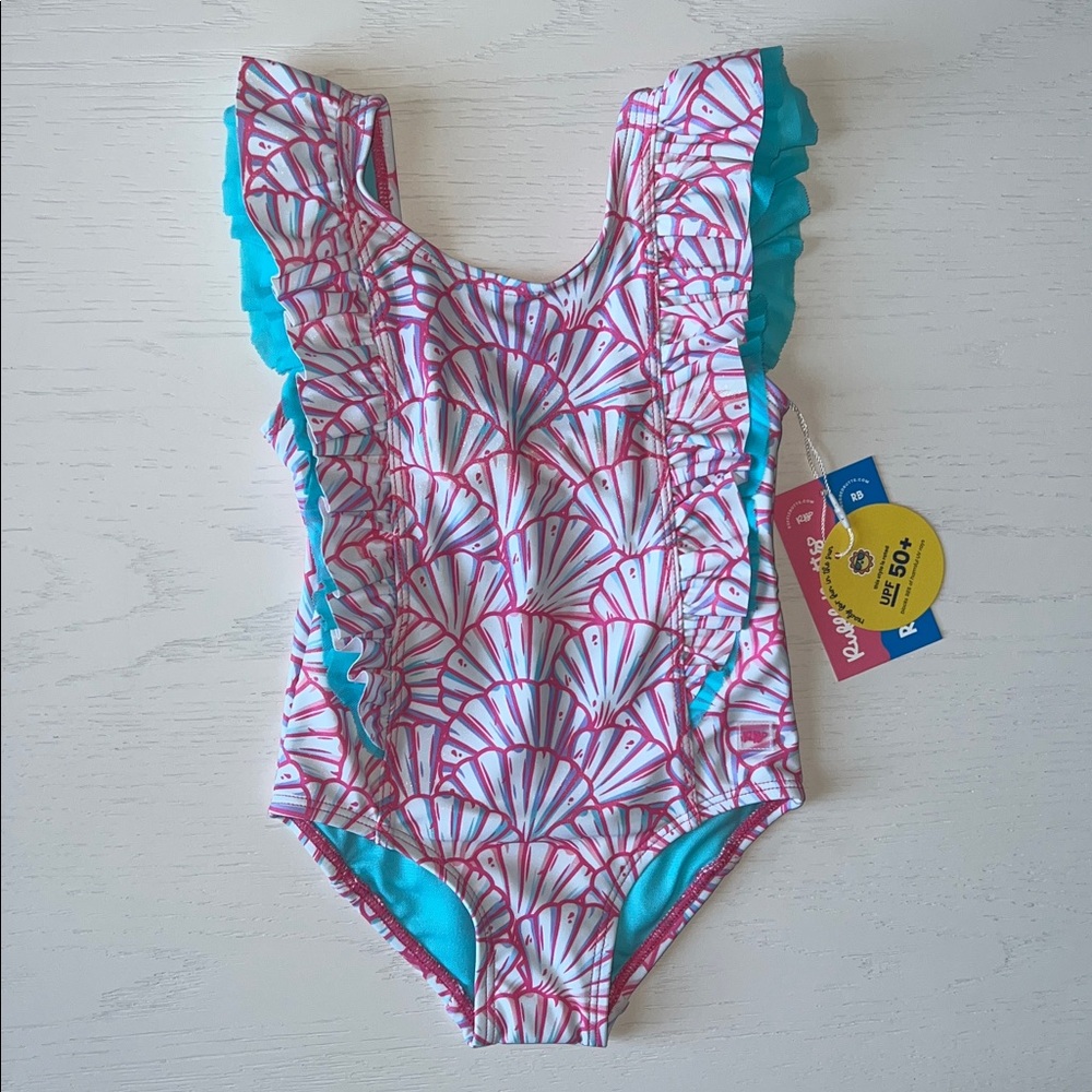 Rufflebutts Mermaid Bow One Piece Swimsuit 2T 3T